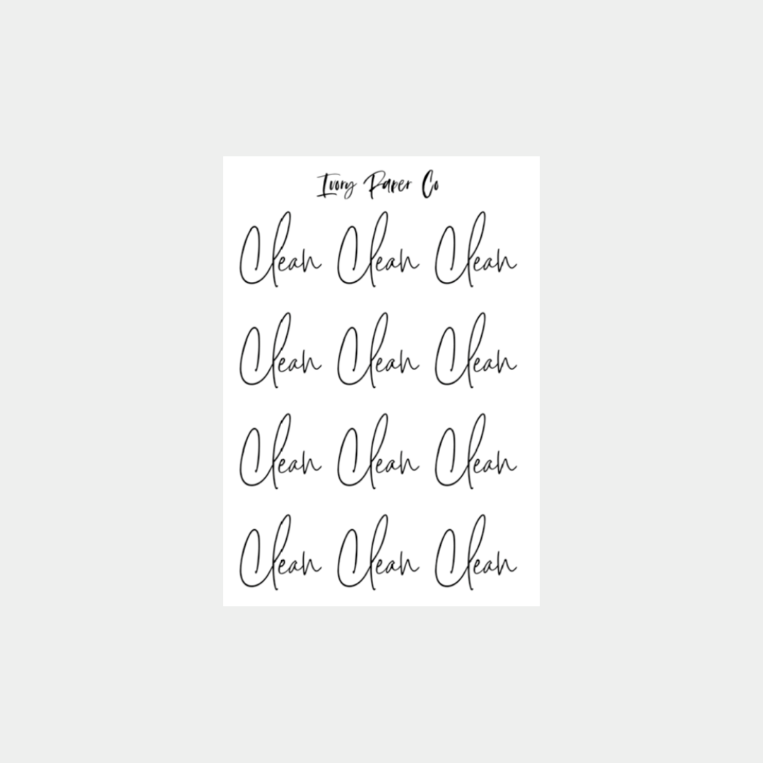Clean Script Sticker Sheet Ivory Paper Co