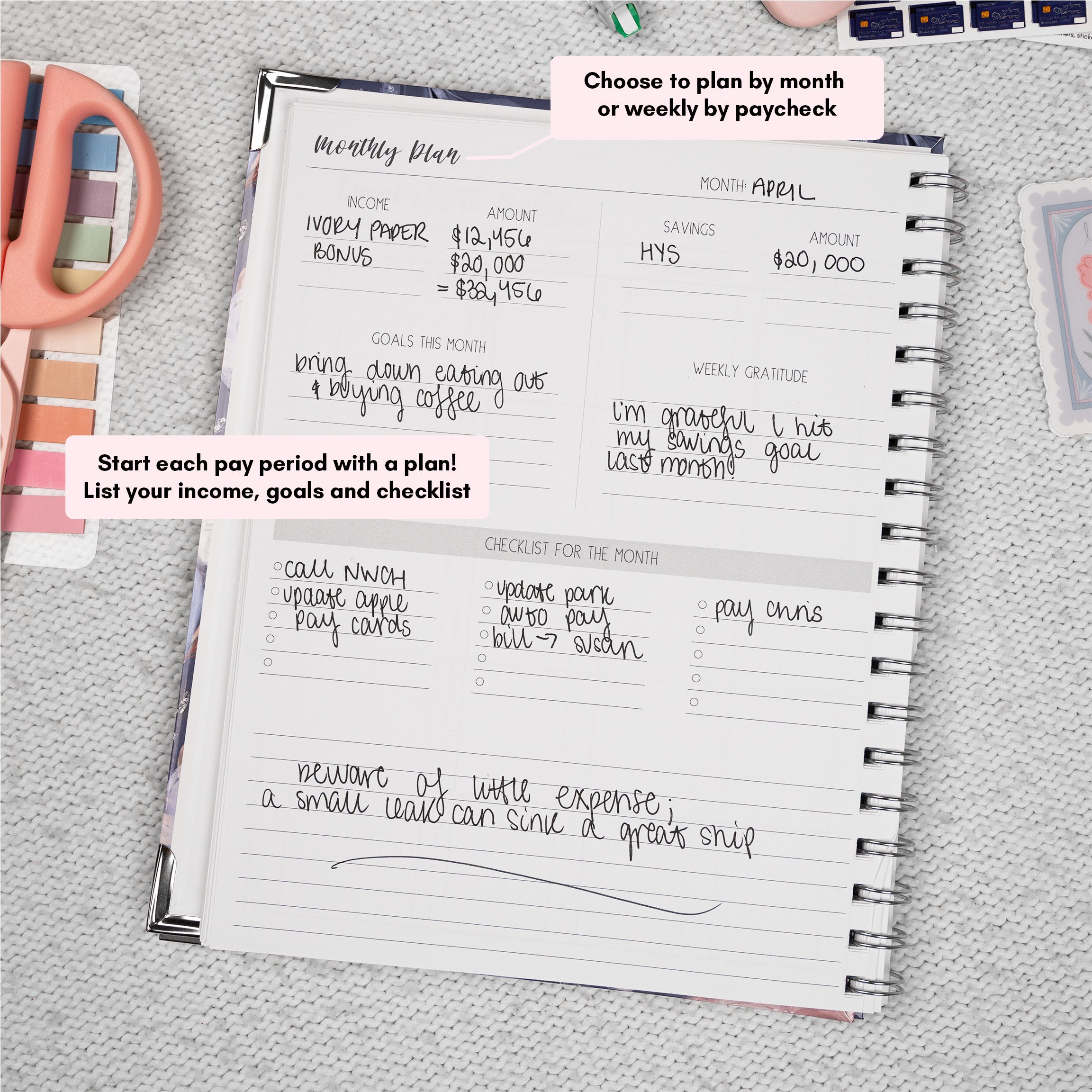 Budget Planner Monthly Plan Page