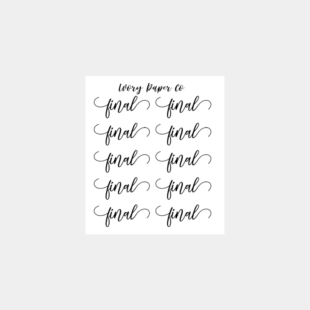Final Script Sticker Sheet – Ivory Paper Co