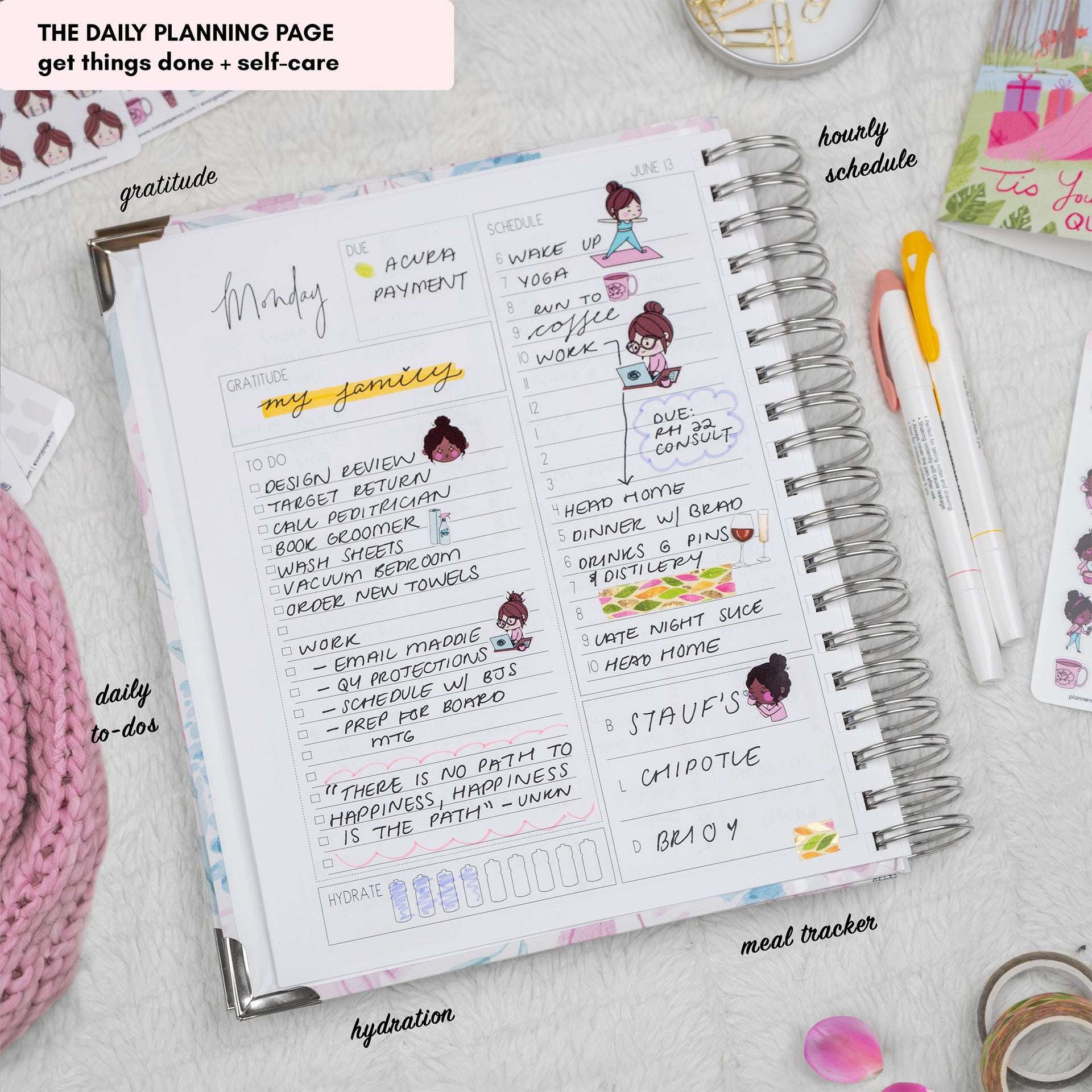 Daily Planner Cute Flowers Elegant 2025 Day Planner For Women Ivory daily-planner-cute-flowers-elegant-2025-day-planner-for-women-ivory