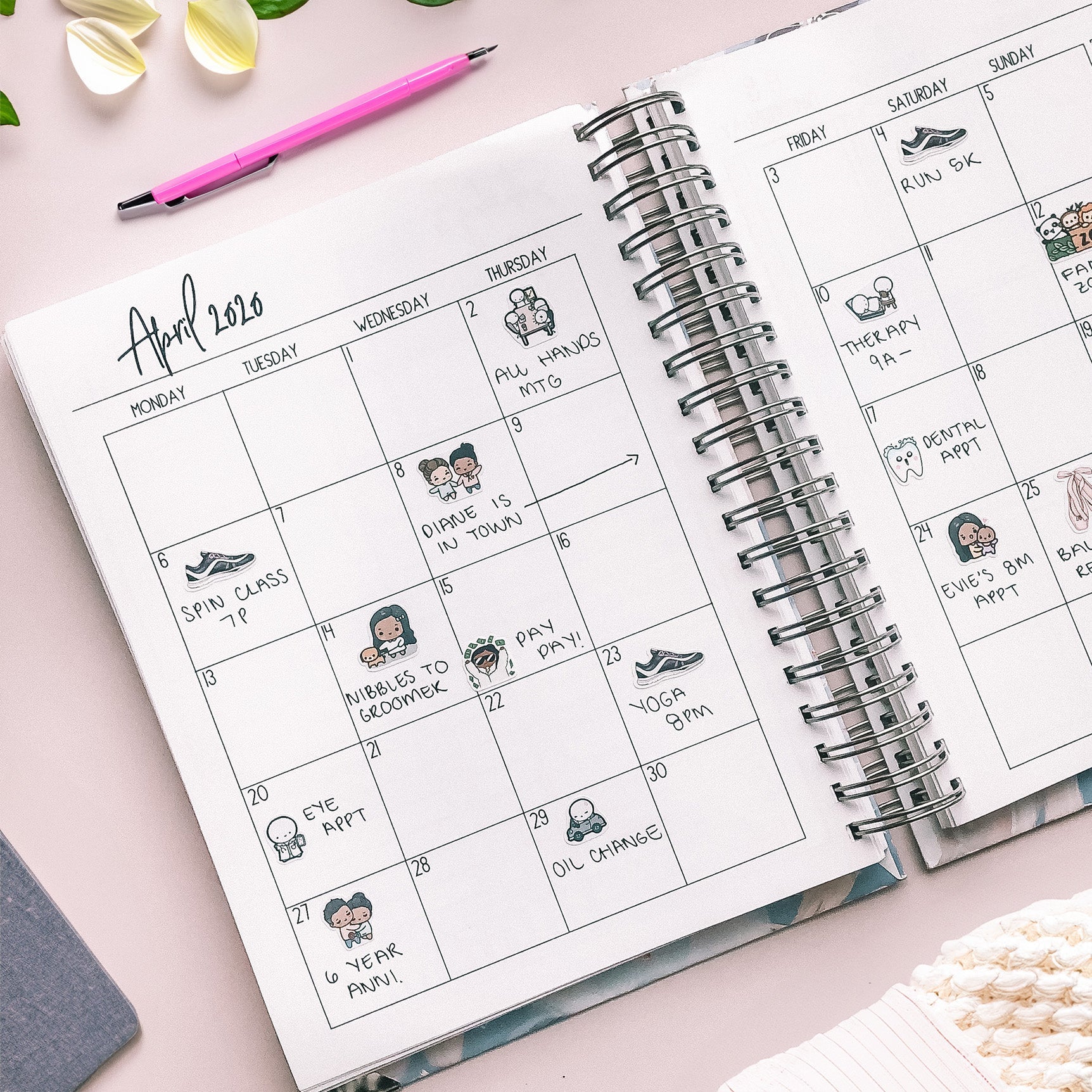 Planner | Choose Start Month | shops Weekly Planner | Hourly Planner | Custom Planner | Personal Planner | Life Planner | Delicate Watercolor