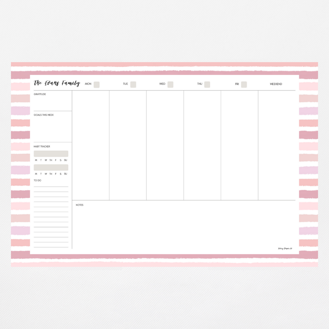 Large Deskpad Weekly Calendar - Pretty Stripes – Ivory Paper Co