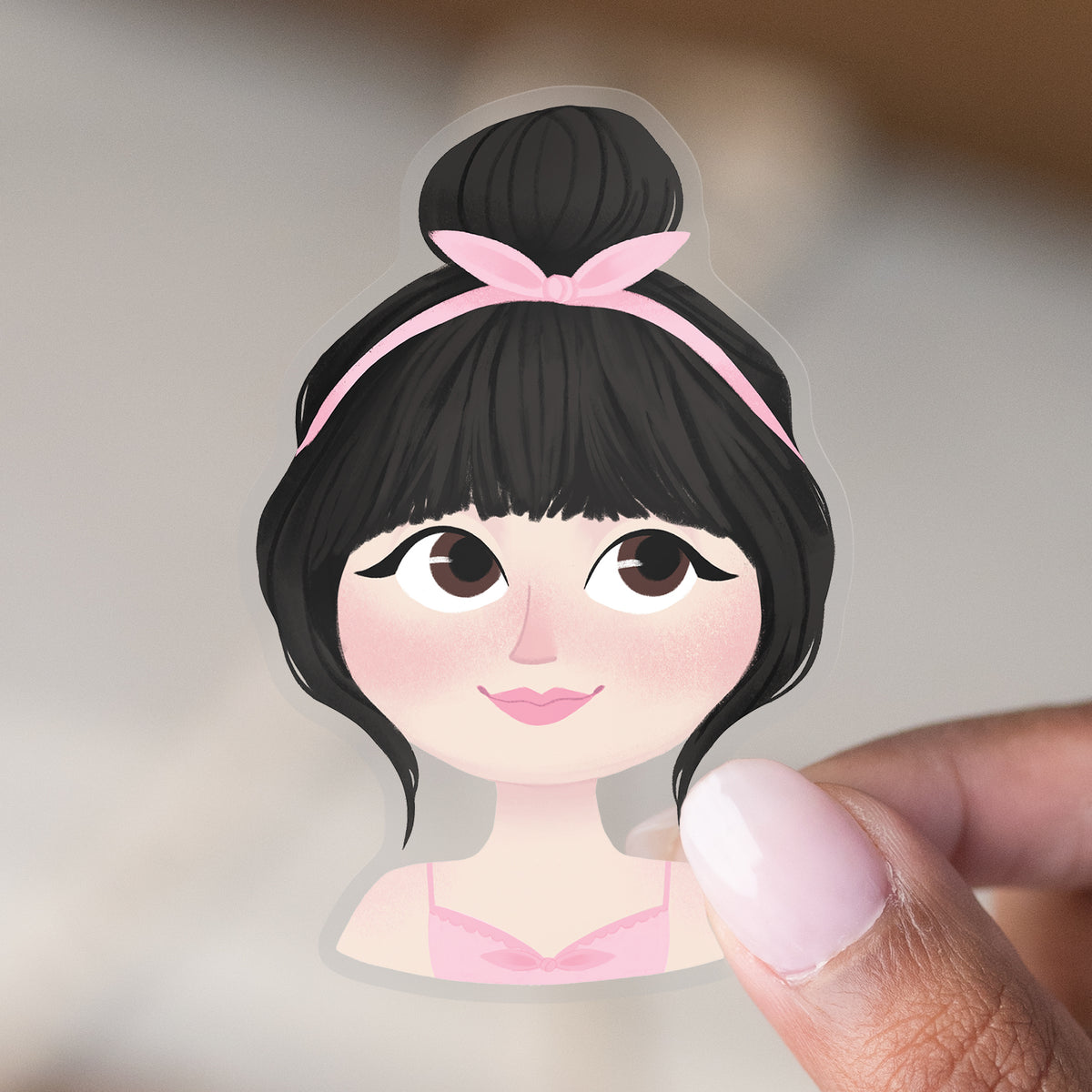 Ivory Girls (May) | Clear Sticker Asian Girl | 3x2 in – Ivory Paper Co